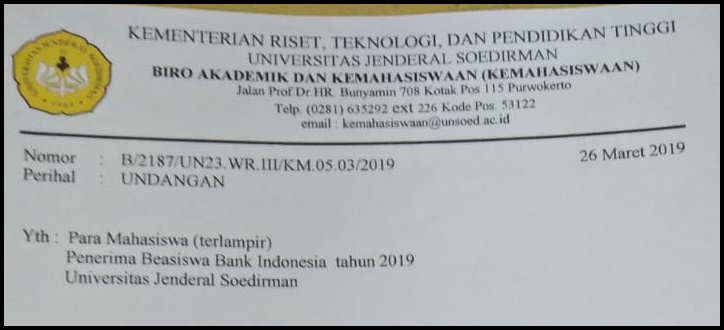 PENGUMUMAN “UNDANGAN PENERIMAAN BEASISWA BANK INDONESIA 2019”