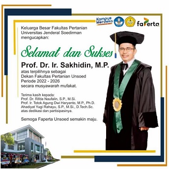 Prof. Dr. Ir. Sakhidin, M.P. Terpilih sebagai Dekan Fakultas Pertanian UNSOED Periode 2022-2026 secara Musyawarah Mufakat